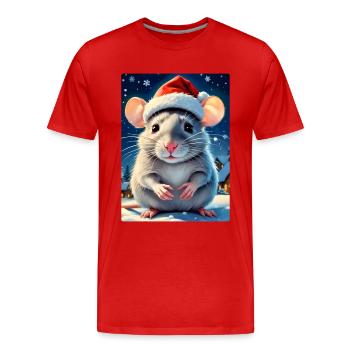 Winter Landscape Rat 1.5 - Men's Premium Organic T-Shirt - red - Front - Damien (186cm)