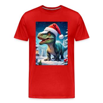 Winterlandschaft Dino 2.3 - Männer Premium Bio T-Shirt - Rot - Vorne - Damien (186cm)