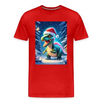 Winterlandschaft Dino 2.6 - Männer Premium Bio T-Shirt - Rot - Vorne - Damien (186cm)