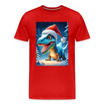 Winterlandschaft Dino 2.5 - Männer Premium Bio T-Shirt - Rot - Vorne - Damien (186cm)