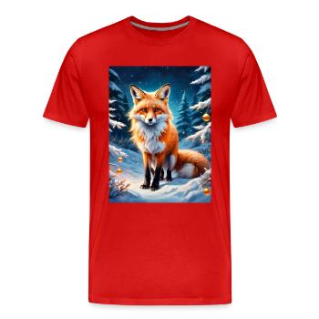 Winterlandschaft Fuchs 1.3 - Männer Premium Bio T-Shirt - Rot - Vorne - Damien (186cm)