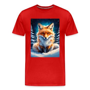 Winterlandschaft Fuchs 1.12 - Männer Premium Bio T-Shirt - Rot - Vorne - Damien (186cm)