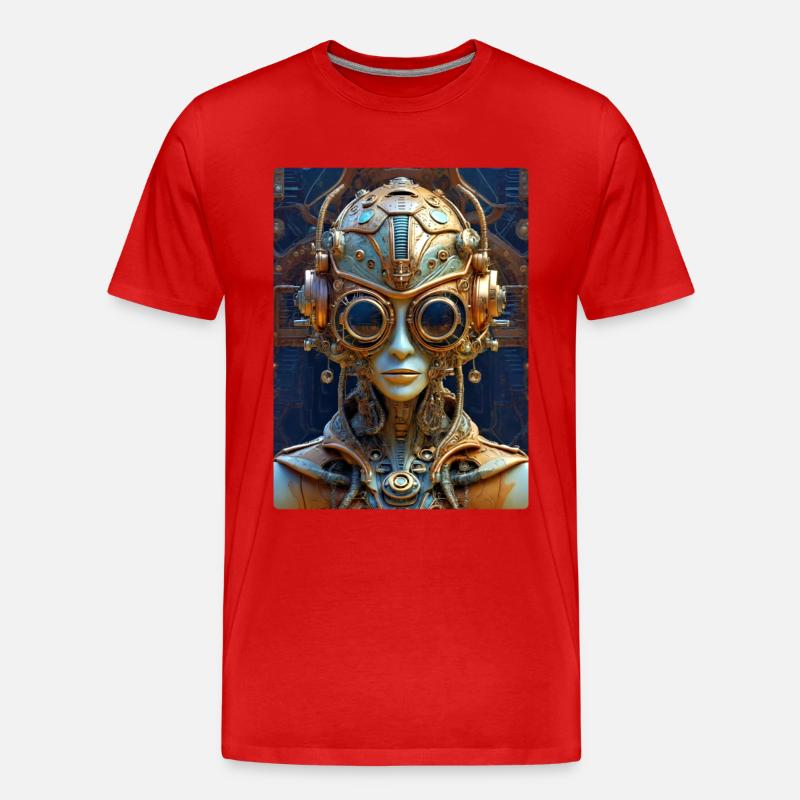 Steampunk Alien 1.1 - Männer Premium Bio T-Shirt - Rot