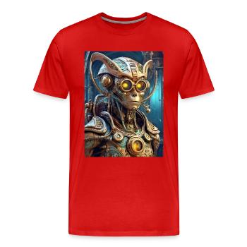 Steampunk Alien 1.4 - Männer Premium Bio T-Shirt - Rot - Vorne - Damien (186cm)