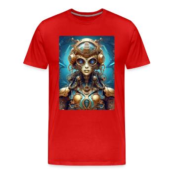 Extraterrestre steampunk 1.7 - T-shirt bio Premium Homme - rouge - Devant - Damien (186cm)