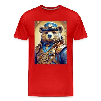 Steampunk Bear 1.6 - Men's Premium Organic T-Shirt - red - Front - Damien (186cm)