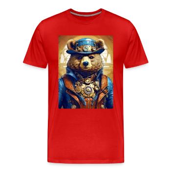 Steampunk Bear 1.9 - Men's Premium Organic T-Shirt - red - Front - Damien (186cm)