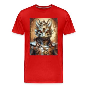 Steampunk Dragon 1.7 - Men's Premium Organic T-Shirt - red - Front - Damien (186cm)