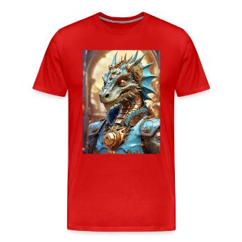 Steampunk Dragon 1.5 - Men's Premium Organic T-Shirt - red - Front - Damien (186cm)
