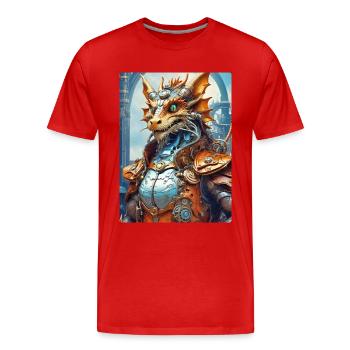 Dragon Steampunk 1.4 - T-shirt bio Premium Homme - rouge - Devant - Damien (186cm)