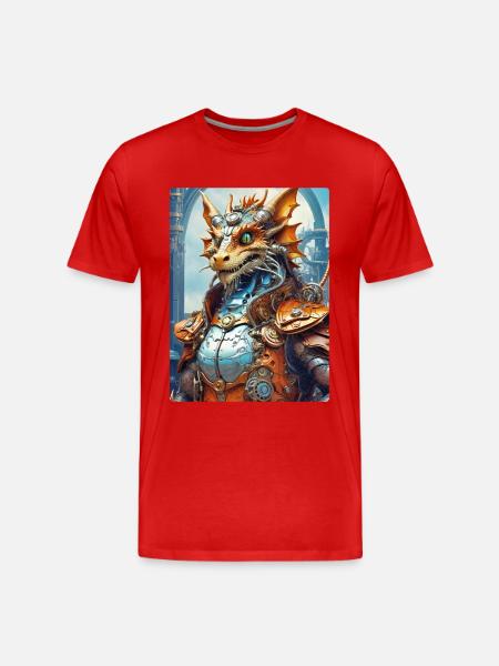 Steampunk Dragon 1.4 - Men's Premium Organic T-Shirt - red