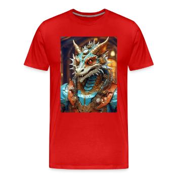Steampunk Dragon 1.1 - Men's Premium Organic T-Shirt - red - Front - Damien (186cm)