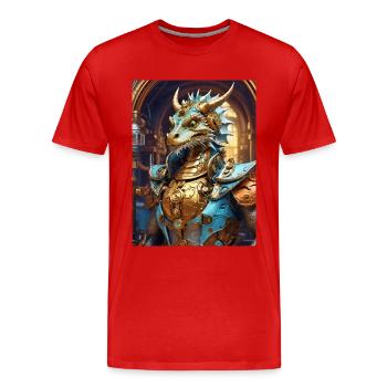Steampunk Dragon 1.19 - Men's Premium Organic T-Shirt - red - Front - Damien (186cm)