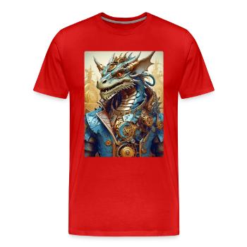 Steampunk Dragon 1.15 - Men's Premium Organic T-Shirt - red - Front - Damien (186cm)