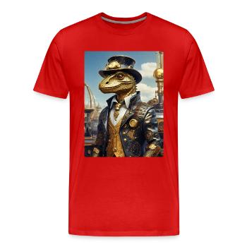 Dino steampunk 1.12 - T-shirt bio Premium Homme - rouge - Devant - Damien (186cm)