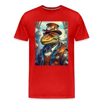 Steampunk Dino 1.3 - Männer Premium Bio T-Shirt - Rot - Vorne - Damien (186cm)