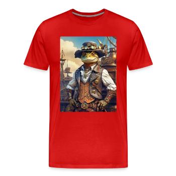 Steampunk Dino 1.10 - Men's Premium Organic T-Shirt - red - Front - Damien (186cm)
