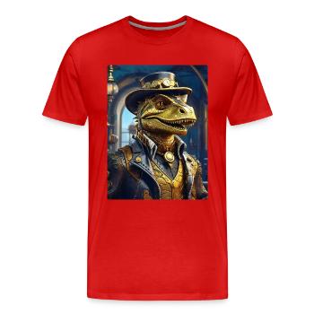 Steampunk Dino 1.19 - Men's Premium Organic T-Shirt - red - Front - Damien (186cm)