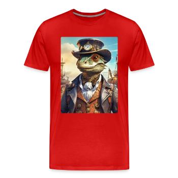 Steampunk Dino 1.18 - Men's Premium Organic T-Shirt - red - Front - Damien (186cm)
