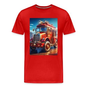 Steampunk Fire Truck 1.2 - Männer Premium Bio T-Shirt - Rot - Vorne - Damien (186cm)