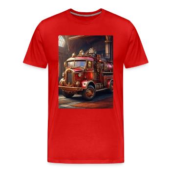 Steampunk Fire Truck 1.14 - Männer Premium Bio T-Shirt - Rot - Vorne - Damien (186cm)