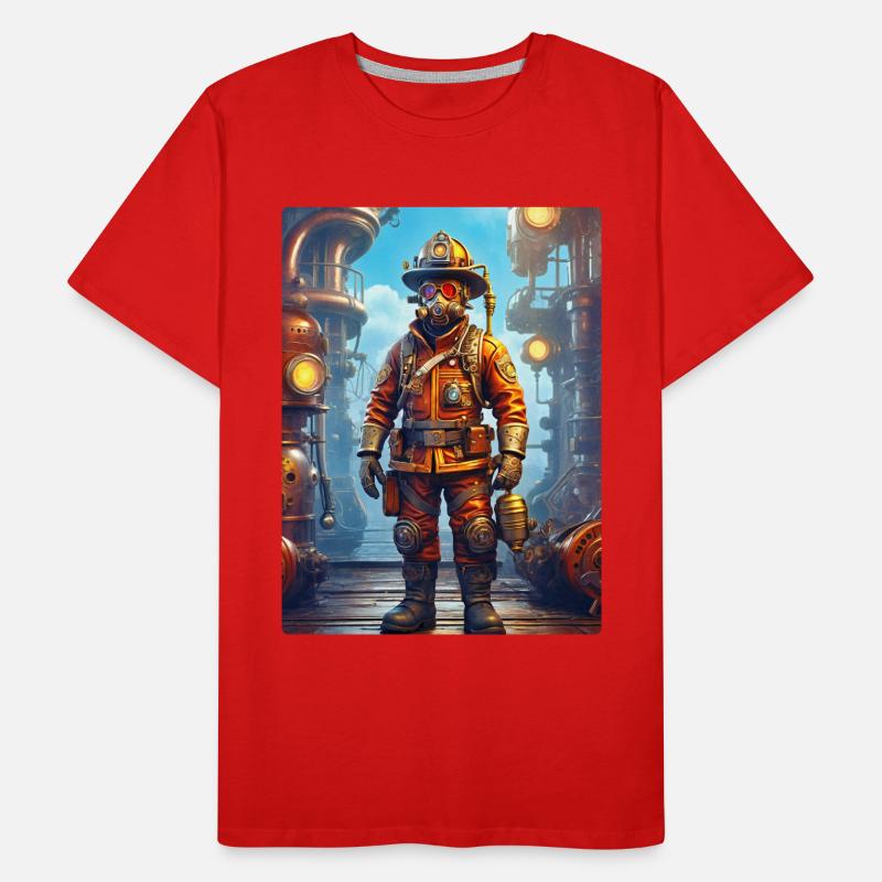 Steampunk Firefighter Man 1.11 Männer Premium Bio T-Shirt