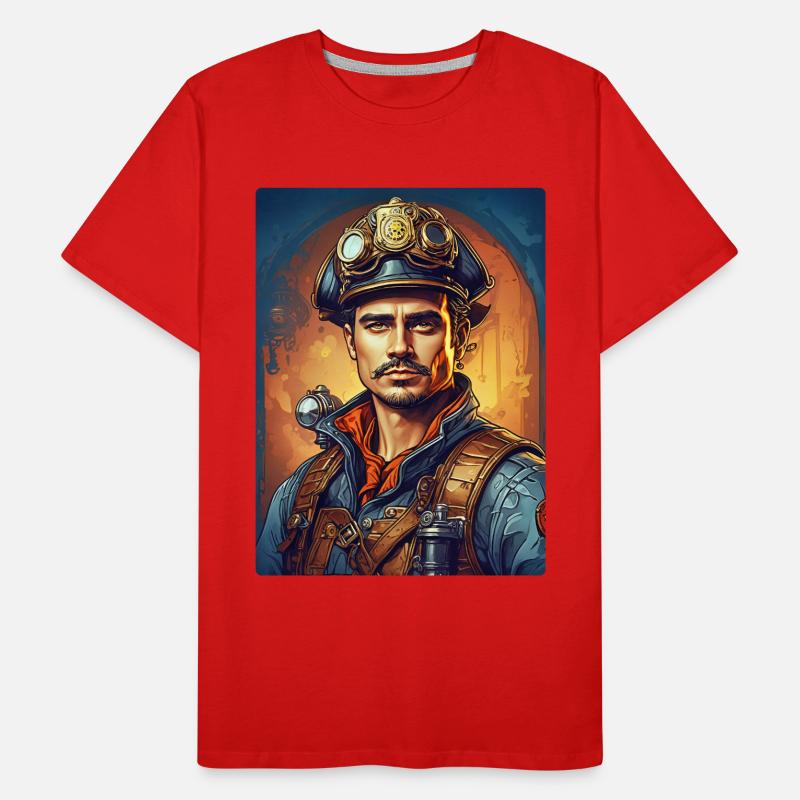 Steampunk Firefighter Man 1.33 Männer Premium Bio T-Shirt