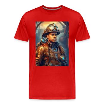 Homme de pompier steampunk 1.16 - T-shirt bio Premium Homme - rouge - Devant - Damien (186cm)