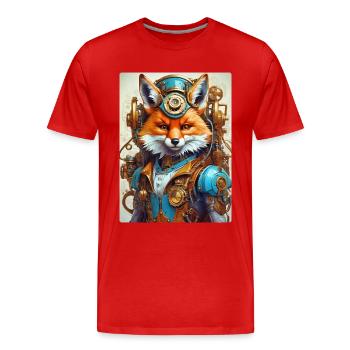 Steampunk Pompier Fox 1.8 - T-shirt bio Premium Homme - rouge - Devant - Damien (186cm)