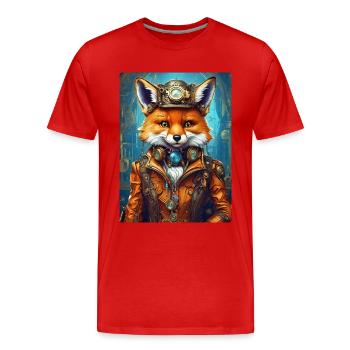Steampunk Firefighter Fox 1.13 - Men's Premium Organic T-Shirt - red - Front - Damien (186cm)