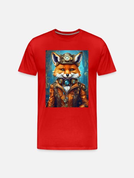Steampunk Firefighter Fox 1.13 - Men's Premium Organic T-Shirt - red