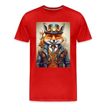 Steampunk Firefighter Fox 1.3 - Men's Premium Organic T-Shirt - red - Front - Damien (186cm)