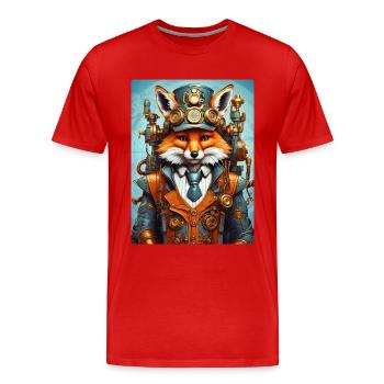 Steampunk Firefighter Fox 1.7 - Men's Premium Organic T-Shirt - red - Front - Damien (186cm)