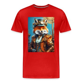 Steampunk Pompier Fox 1.5 - T-shirt bio Premium Homme - rouge - Devant - Damien (186cm)