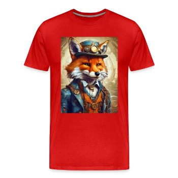 Steampunk Pompier Fox 1.11 - T-shirt bio Premium Homme - rouge - Devant - Damien (186cm)