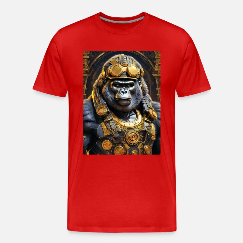 Steampunk Gorilla 1.14 - Männer Premium Bio T-Shirt - Rot