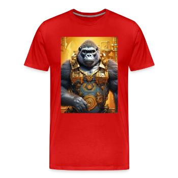 Gorille Steampunk 1.16 - T-shirt bio Premium Homme - rouge - Devant - Damien (186cm)