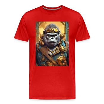 Gorille steampunk 1.11 - T-shirt bio Premium Homme - rouge - Devant - Damien (186cm)