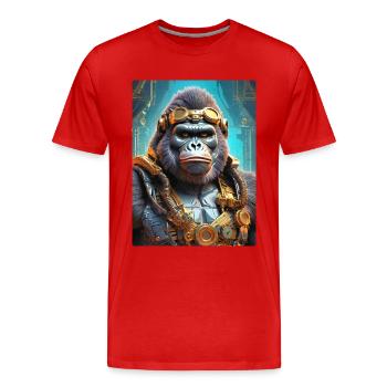 Gorille steampunk 1.13 - T-shirt bio Premium Homme - rouge - Devant - Damien (186cm)