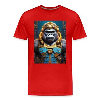 Gorille Steampunk 1.2 - T-shirt bio Premium Homme - rouge - Devant - Damien (186cm)
