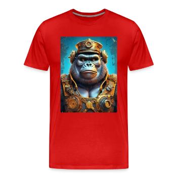 Steampunk Gorilla 1.3 - Männer Premium Bio T-Shirt - Rot - Vorne - Damien (186cm)