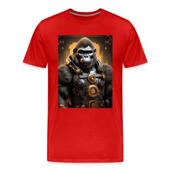Gorille steampunk 1.10 - T-shirt bio Premium Homme - rouge - Devant - Damien (186cm)