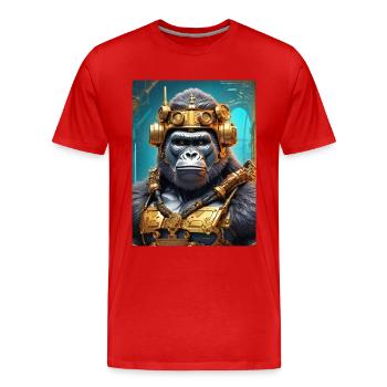 Gorille steampunk 1.6 - T-shirt bio Premium Homme - rouge - Devant - Damien (186cm)