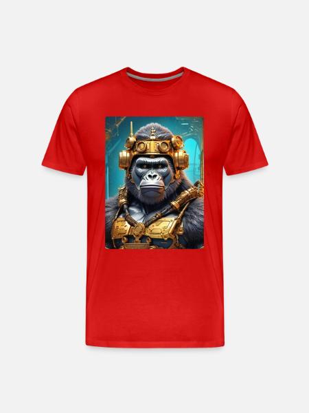 Steampunk Gorilla 1.6 - Men's Premium Organic T-Shirt - red