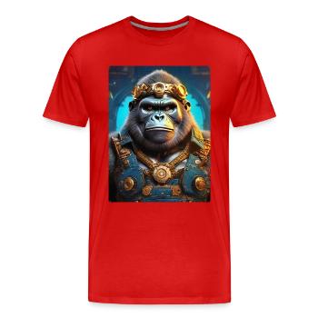 Gorille steampunk 1.4 - T-shirt bio Premium Homme - rouge - Devant - Damien (186cm)