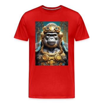 Gorille steampunk 1.15 - T-shirt bio Premium Homme - rouge - Devant - Damien (186cm)