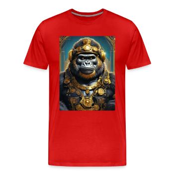 Gorille steampunk 1.7 - T-shirt bio Premium Homme - rouge - Devant - Damien (186cm)