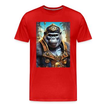 Gorille Steampunk 1.17 - T-shirt bio Premium Homme - rouge - Devant - Damien (186cm)