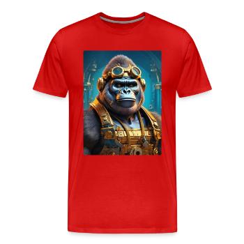 Steampunk Gorille 1.18 - T-shirt bio Premium Homme - rouge - Devant - Damien (186cm)