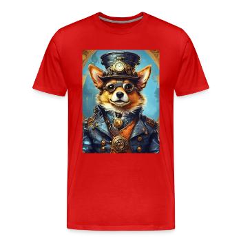 Steampunk Dog 1.8 - Men's Premium Organic T-Shirt - red - Front - Damien (186cm)